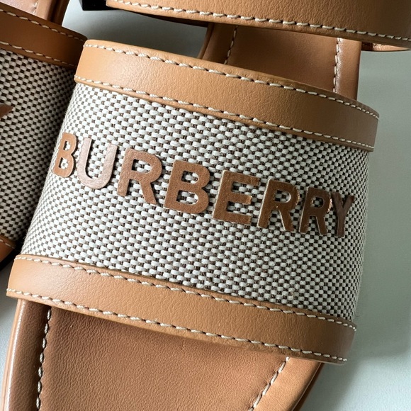 Burberry Logo Print Canvas and Leather Sandals - Picture 7 of 15